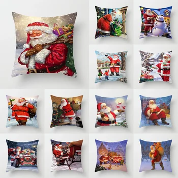Karácsony napján Mikulás minta Párnahuzat otthoni kanapé dekoráció takaró párna 
