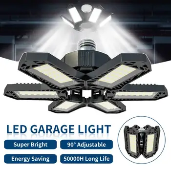 LED garázs lámpa deformálható LED garázs mennyezeti lámpa állítható 6 panel LED lámpa E27 / E26 LED izzók lámpa garázsműhelyhez