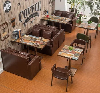 Kerek fa étterem Cafe Bege étterem Amerikai stílusú kereskedelmi bútorok modern lofthoz