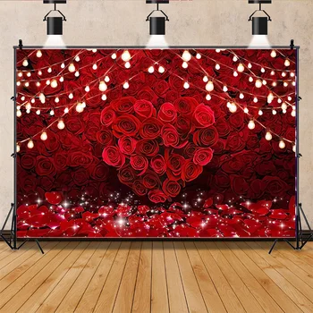 ZHISUXI Rózsaszín bokeh Valentin-napi fotózás Hátterek Kellék évfordulója Elbűvölő vörös rózsa szív Formázott háttér AL-23