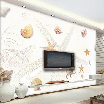 Egyéni nagy méretű tapéta 3D Beach tengeri csillag kagyló fotó falfestmény papír TV háttér falburkolatok Otthoni élőhely javítása