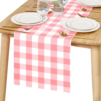 Check Table Runner, Classic Farmhouse Tabletop, Vízálló Table Runner konyhai étkezéshez Bankett Esküvői ünnepKültéri használatra