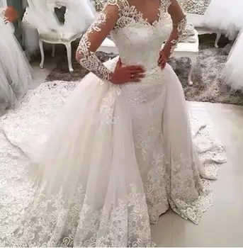 sellő csipke esküvői ruha ruha hosszú ujjú márka Vestido Noiva egyedi gyártású