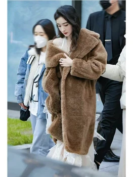 Mackó kabát megvastagodott meleg hosszú kabát nőknek ősz és tél