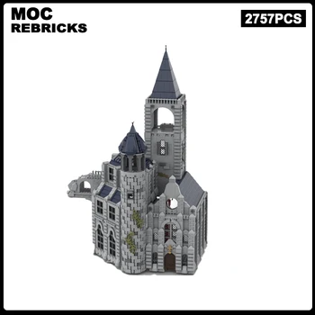 Középkori utcakép sorozat Moduláris épület MOC Holdfény kastély DIY harangtorony modell Műszaki tégla összeszerelés Gyermekjátékok