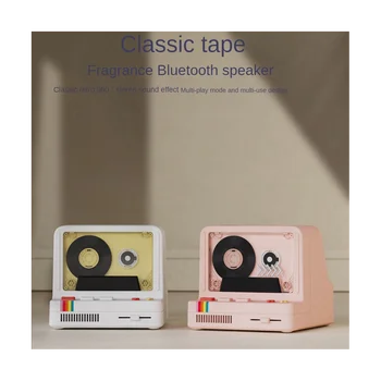 Classic szalagos Bluetooth hangszóró retro kényelmes hordozható aromaterápiás éjszakai fény többfunkciós mini audio, szürke