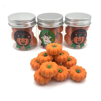 Ömlesztett őszi mini sütőtökradírok narancssárga gumi 3D gyerekek Halloween diákparti szívességek