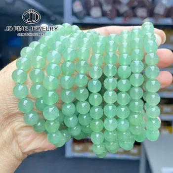 JD Natural Green Aventurin gyöngyös karkötők Nők kerek jáde kő jóga Mala gyöngyök gyógyító ékszerek meditáció karszalag ajándék