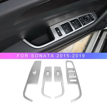 A Hyundai Sonata 2015-2019 krómozott ablakemelő kapcsoló gombos panel burkolat burkolat belső ajtó kartámasz dekoráció
