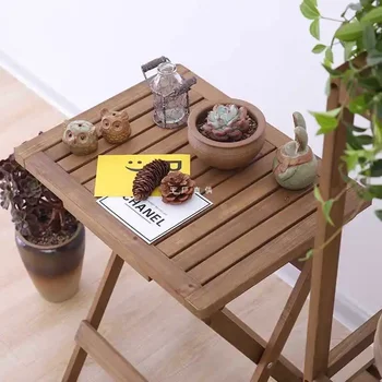 tömörfa háztartási összecsukható asztal Egyszerű és egyszerű teaasztal hordozható étkezőasztal laptop Kis fa asztal