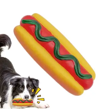 Interaktív kutyarágós játékok Tartós kutyafogzási eszköz Kisállat kutya hangjátékok Hot dog alakú ének játék harapásálló kisállat moláris játékok
