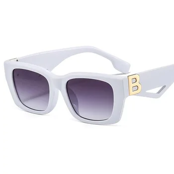 Vintage négyzet alakú fehér napszemüveg Nők Nagy márka tervező B betűs dekoráció Férfiak Nagy keret téglalap Napszemüveg árnyalatok Gafas