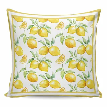 2/4PCS vízálló párnahuzat akvarell citrom gyümölcs négyzet alakú dobás párnahuzat lakberendezés kanapé párnahuzat