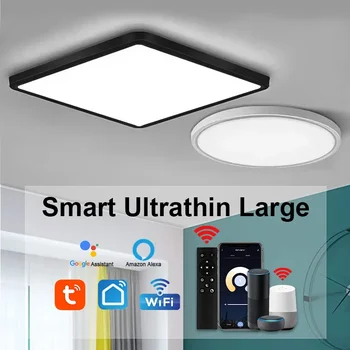 LED mennyezeti lámpák Ultravékony intelligens WiFi Tuya Alexa App távoli hangvezérlés beltéri szabályozható lámpa hálószobához Nappali konyha