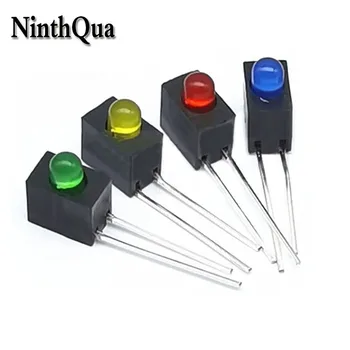 10db 3 mm-es LED lámpagyöngyök tartóval piros kék sárga zöld fehér 90 fokban hajlított láb f3 egylyukú lámpatartó