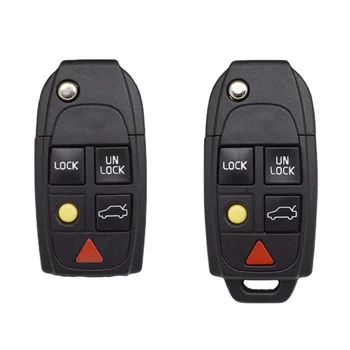 5 gombok Autós kulcstartó tok Shell kihajtható távirányító fedél csere Autós kulcshéj VOLVO S60 S80 V70 XC70 XC90 VOLVO S60 S80 V70 XC90
