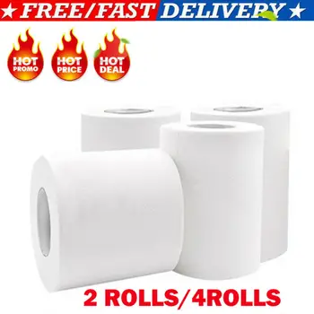 2/4 Tekercs WC-papír Ömlesztett fürdőpapír Fürdőszoba Fehér puha 4 rétegű 50g/tekercs Dropshipping