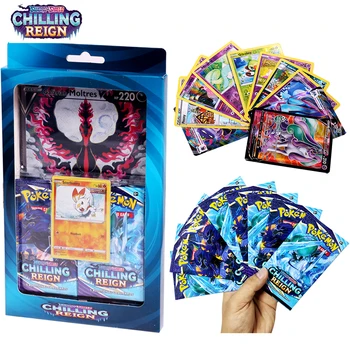 Új Pokémon kártyák 1db túlméretezett Pokémon TCG: Kard és pajzs Chilling Reign Box Trading Card Game Collection játék