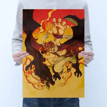 WINMIR Klasszikus poszterek Anime Fairy Tail FÖLD LANDA Kraft papír Retro poszter Dekoratív festés Fali matricák Gyerek ajándékok51*36cm