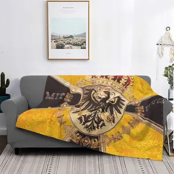 Vintage német sas takaró puha flanel gyapjú meleg Porosz Királyság takarók autóhoz hálószoba kanapé ágytakarók