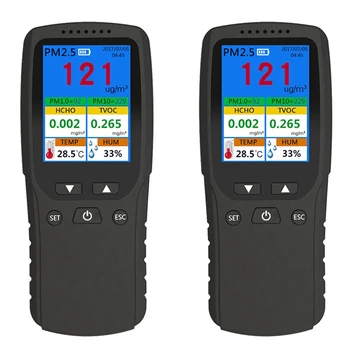 2X 9 az 1-ben levegőminőség-monitor beltéri kültéri PM2.5, PM1.0, PM10, HCHO, érzékelő tesztelő hőmérséklet és páratartalom érzékelő