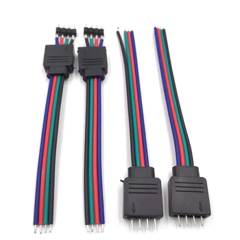 4 tűs férfi anya RGB csatlakozó kábel kábel LED szalag fényvezeték kábel csatlakozó adapter 3528 5050 SMD LED szalag lámpához