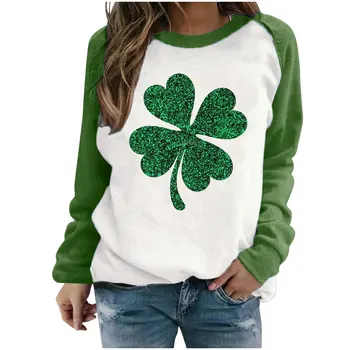 Green Herb Holidies Women Sweatshirt Retro Voguish St Patrick's Day női kapucnis pulóver polár Meleg téli sportok Lóhere Lány ruhák