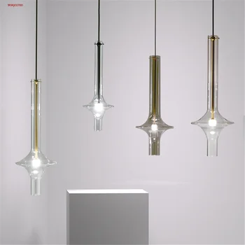 posztmodern tervező üvegcső szürke led függőlámpák étkezőhöz konyha ház kiegészítők loft dekoráció felfüggesztés lámpatest
