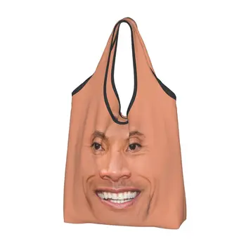 Custom The Rock Dwayne Meme bevásárlótáskák Női hordozható Nagy kapacitású élelmiszerek Tote vásárlói táskák