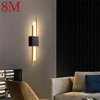8M Nordic sárgaréz fali lámpa Modern sconces Egyszerű kialakítás LED lámpa beltéri lakberendezéshez