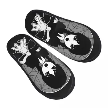 Goth vicces Halloween szerda Addams House papucs nők Kényelmes memóriahab csúszás a szállodai papucscipőn