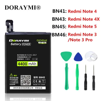 DORYAMI akkumulátor BN41 BN43 BN45 BM46 Xiaomi Redmi Note 3 3Pro 4 4X 5 Note4 Note4x Note5 Bateria csere telefon akkumulátor