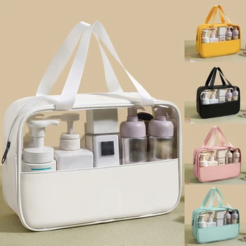 PVC hordozható utazási mosó sminktáska Női kozmetikai táska Nagy kapacitású átlátszó, vízálló tárolódoboz rendszerező