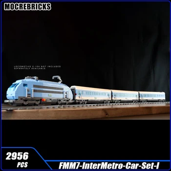 Városi Német Vasutak E-104 mozdony Inter Metropolitan Express vonatépítő elem kocsik Összeszerelési modell Tégla játék ajándékok