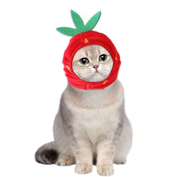 Kisállat fejfedő kutya macska kalap zöld levél eper fejfedő kellékek