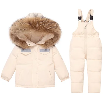 MODX téli melegítőkabátok Fiúk Vastagabb kapucnis kabát Gyermek ruházat szett 2 db Jumpsuit overallok Lány ruhák Gyerekek Hóruha