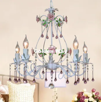 Ingyenes szállítás Rose stílusú csillár világítás Luxus dekoratív függőlámpa Beltéri vas kristálycsillár étkező világítás