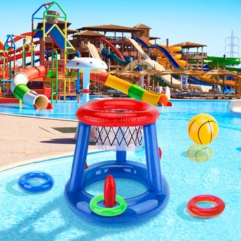 Kültéri úszómedence Strand kiegészítők Felfújható gyűrűdobó hüvely játékkészlet Úszó medence játékok Strand szórakozás Nyári vízi játék
