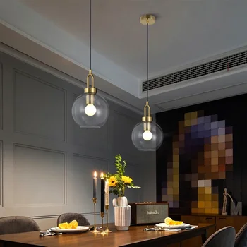 Nordic Modern függőlámpák Átlátszó üveg LED függő lámpatestek E27 konyhához Étterem Bár Lakberendezés Függőlámpák