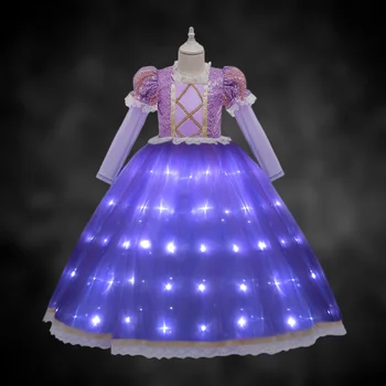 Uporpor kusza Aranyhaj hercegnő LED ruhák Lányok Cosplay jelmezek Gyerekek öltözz fel Farsangi születésnapi zsúr Halloween ruházat