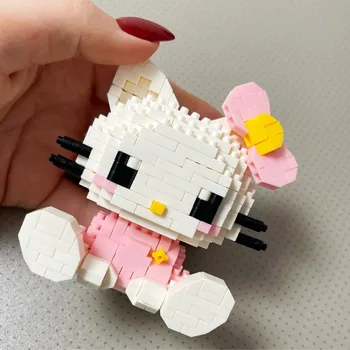 Sanrio Anime építőelemek Kawaii Hello Kitty Kuromi MyMelody Cinnamoroll gyémánt építőelemek baba játék gyerekeknek születésnapi ajándék