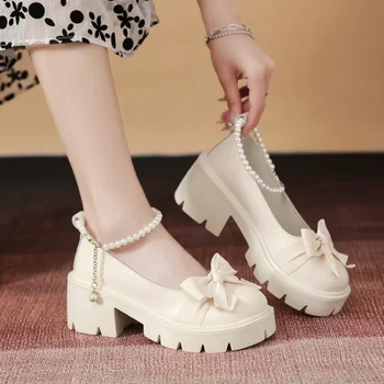 Mary Jane cipők - nők Japán stílusú Lolita cipők - nők Vintage sekély magas sarkú cipő Vaskos platform cipők Cosplay női szivattyúk