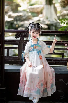 Hagyományos ruha Halhímzés Hanfu lányok Tündér jelmez Gyerekek Kínai stílusú Tang Fotózás Cosplay ruha