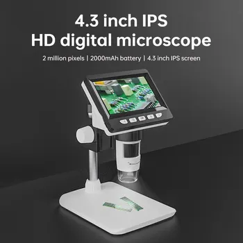 4,3 hüvelykes digitális mikroszkóp 1080P 50-1000x érme mikroszkóp 2000mAh forrasztó mikroszkóp elektronikai javításhoz PCB PC laptop