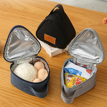 Reggeli szigetelő hőzsák Kis háromszög alakú rizsgolyó uzsonnás doboz táskák Aranyos hordozható étel Bento friss tasak nőknek Gyerekeknek
