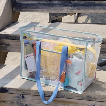 Gyerekek Homok el Protálható átlátszó táska Gyerekjátékok Tároló táskák Úszó nagy strandtáska törölközőknek Női kozmetikai sminktáska