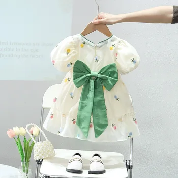 Kislányok ruhája 2023 nyarán Új divatstílusú gyermekruhák Puha csecsemő hercegnő ruhák babi gyerekeknek 1y 2 év