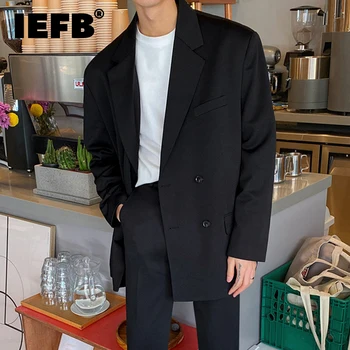 IEFB Slim Man Blazers laza öltönykabát férfi őszi koreai stílusú trend dupla mellű kabát Top Business Casual 9C2175