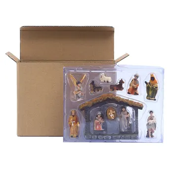 Karácsonyi betlehemes dekorációs figurák Karácsonyi dekoráció élénk, jól elkészített figurális készlet beltéri asztali dekorációhoz