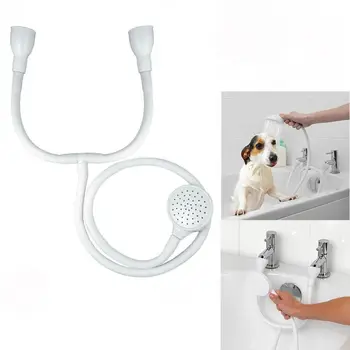Dupla csaptelep fürdőkád zuhanyfej hordozható kisállatmosó ABS mosogató spray tömlő kézi tömlő fehér zuhany rögzítőfej